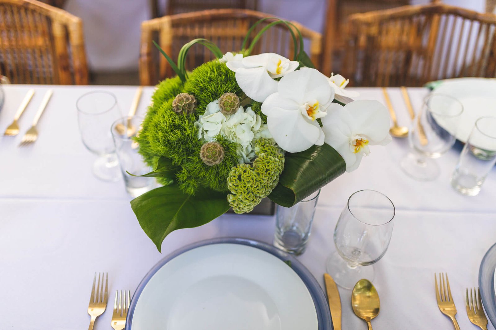 Modern and clean tablescape design with minimalist decor for a Georgia wedding.