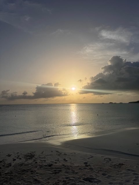 Gorgeous sunset on the beach of Antigua & Barbuda
